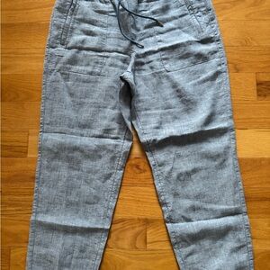 Gray Linen Jogger Pants